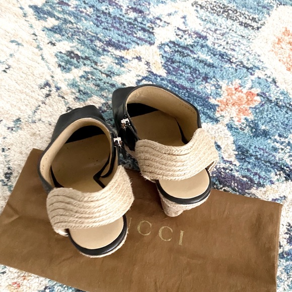 Gucci leather platform espadrille sandals 37 - Picture 5 of 12